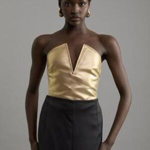 Karen Millen Figure Form Bandage Sharp V Neck Knit Crop Top